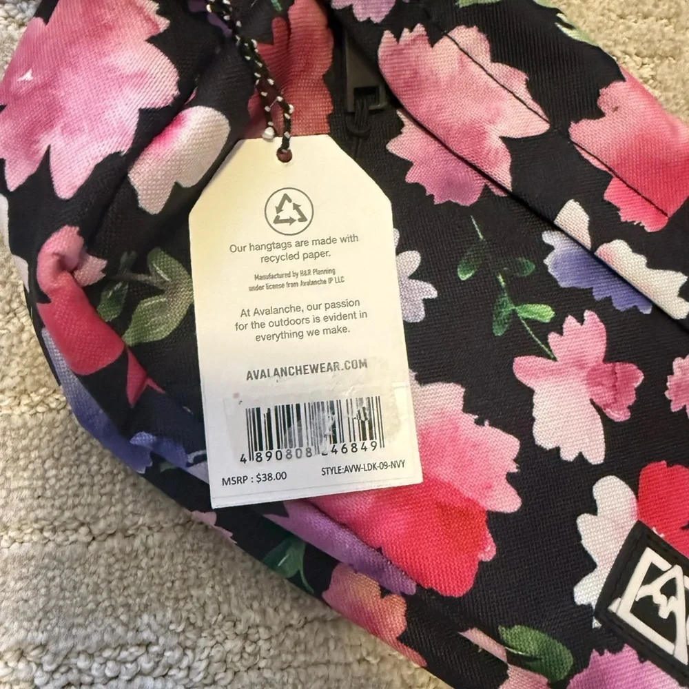Avalanche Black and Pink Floral Cosmetic Bag